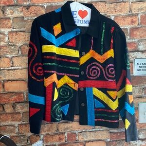 Colorful Geometric on Black Jacket Lined